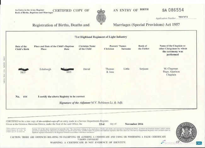 Download England General register office birth certificate Photoshop template